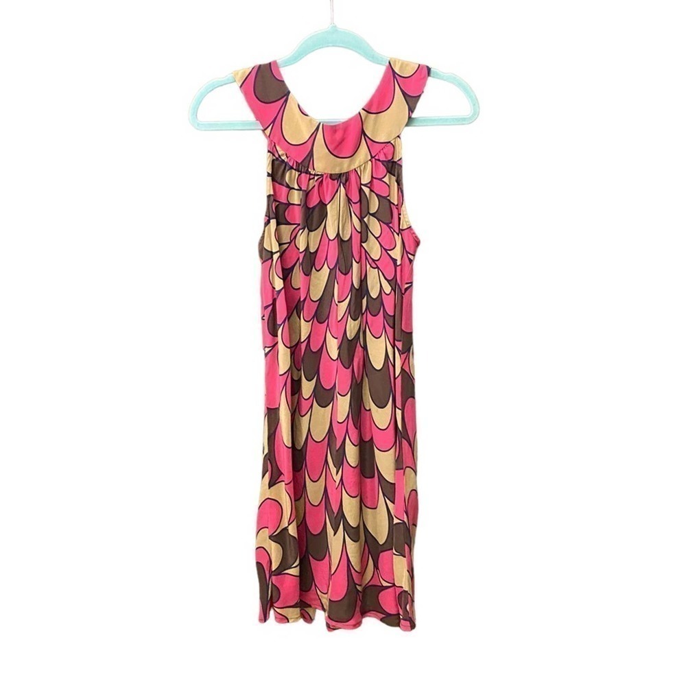 Anthro Corey lynn calter pink geometric silk dress size 6